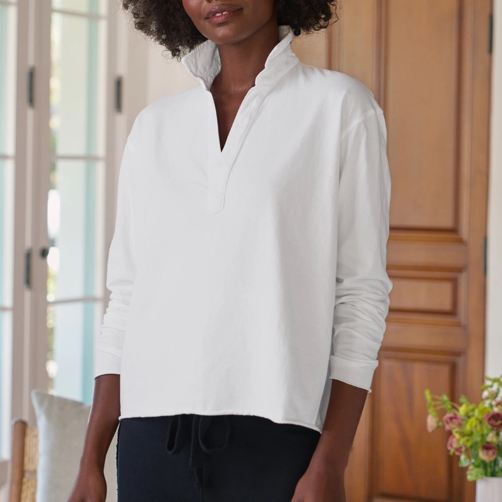 Frank & Eileen Crisp White Popover Blouse